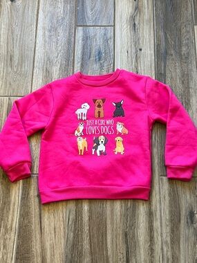 Girls Hot Pink 'Just A Girl Who Loves Dogs' Sweatshirt